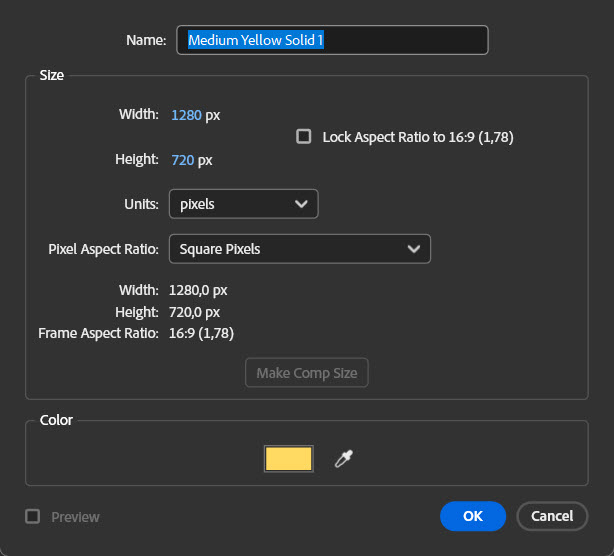 Create Solid with One Click - After Effects Extension